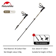 Naturehike 3K Carbon Fiber Trekking Pole Stretchable 3 Section 110cm 120cm 135cm Hiking Climbing Sti