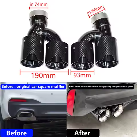 For 2018-2023 BMW 5 Series 525i 530i 540i G30 G31 Square Exhaust Pipe Tip Upgrade M5 Quad Carbon Fib
