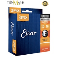 [Chính Hãng] Sets 3 Bộ Dây Đàn Guitar Điện Phủ Lớp Nanoweb Elixir 16542 - Pack Cỡ 10-46 Electric Str