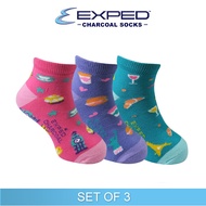 Exped Kids Fashion Cotton Charcoal Anklet Socks 3d1086 Set of 3