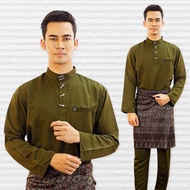 [ S - 5XL ] Olive Green Baju Melayu . Baju Sedondon Raya . Baju Melayu Sakura . Baju Nikah Tunang . Baju Melayu Putera