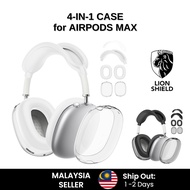 (MY) LionShield AirPods Max 2/1 4-piece Set Case Protective Silicone TPU Casing Cover – Clear-White/