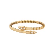 Bvlgari Gold and Diamond Serpenti Viper Bangle Bracelet