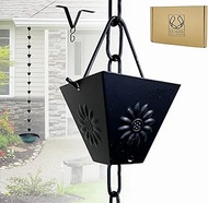 U-nitt 8-1/2 feet Aluminum Rain Chain, Black Powder Coated, Alternative Downspout for Gutter, XL Squ