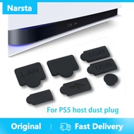 Narsta ชุดปลั๊กกันฝุ่นซิลิโคน7ชิ้น,ปลั๊กกันฝุ่นป้องกันอินเตอร์เฟซ USB สำหรับชิ้นส่วนอุปกรณ์เสริมเครื่องเล่นเกม PS5 Playstation 5