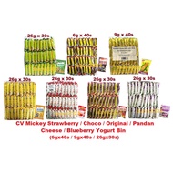 [HALAL] CV Bin Bin Snack Mickie Strawberry/Choco/Blueberry Yogurt/Original/Pandan/Cheese (6g-9g x 40