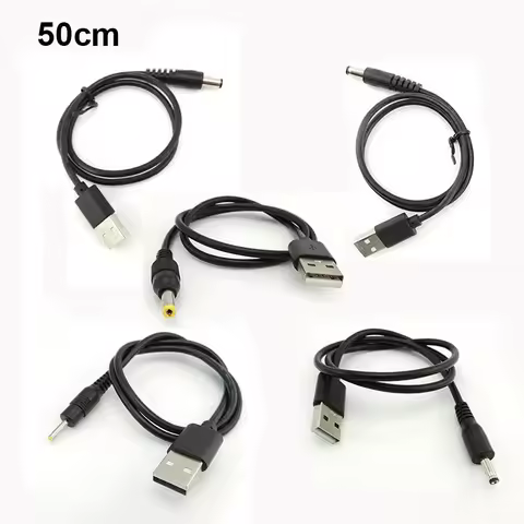 50cm 5V 3A USB 2.0 A Male to DC 55*21mm 55*25mm 4.0*1.7mm 3.5*1.35mm 2.5*0.7MM Jack plug Extension P