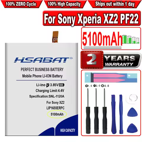 HSABAT 5100mAh LIP1655ERPC Battery for Sony Xperia XZ2 PF22 SO-03K SOV37 702SO H8296 H8216