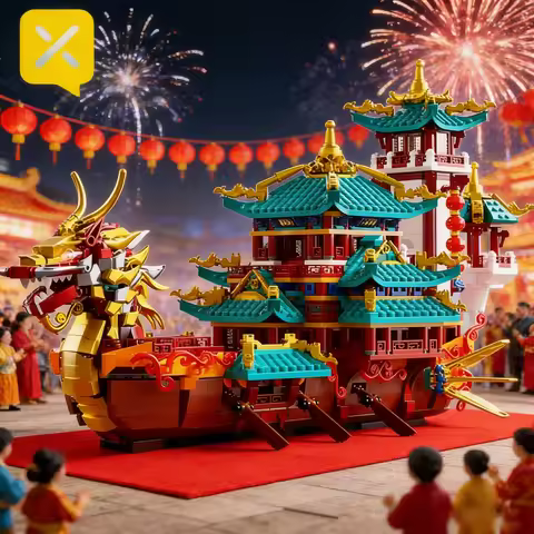 DIY Dragon Boat Building Bricks 2453PCS Puzzle Assembly Toys Unique Decoration Education Toys for Ho