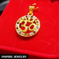 Inspire Jewelry Om Pendant Surrounded By Nine Gems Size 1.5 Cm. gold plated As Shown In The Picture.