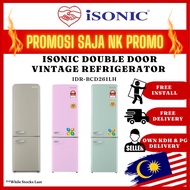 [FREE DELIVERY] iSONIC Double Door Vintage Refrigerator IDR-BCD261LH 2 door Peti Sejuk 冰箱Fridge 240L