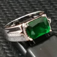925 Pure Silver Men's Ring With Green CZ Stone. Cincin Perak Lelaki Dengan Batu Zircon Hijau.