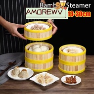AMOR12WV 1Pcs Steamer Basket, Multi-function With Lid Bamboo Steamer,  Handmade 13-30cm Kitchen Cook