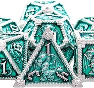 AUSTOR 7-Die Metal DND Dice Set Dungeons and Dragons Dice with Box Roll Playing Game Dice Polyhedral