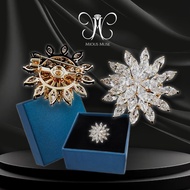 MiousMuse Premium Floral Brooch Pin Tudung Bunga Matahari Kerongsang Hijab Pin Mewah Women Muslimah 