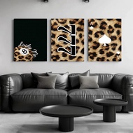 3Pcs Leopard Lucky 8 Ball 777 Poker Canvas Print Y2K Girly Retro Wall Hanging Home Decor