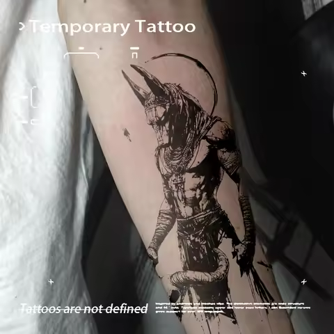 Herbal Juice Temporary Tattoo Stickers Anubis Sketch Waterproof Long Lasting Fake Tattoo Egyptian Go
