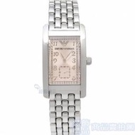 EMPORIO ARMANI AR0106亞曼尼 手錶 香檳色長方面 數字時標 小秒 鋼帶 男錶【錶飾精品】