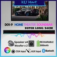 D01-9 RGB 94cm Long Soundbar Home Theater Wall Soundbar Bluetooth Wireless Gamer Speaker Portable