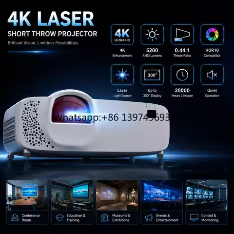 0.44:1 Short Throw Laser Projector with 4K 60Hz Input HDR10 and 3LCD Technology