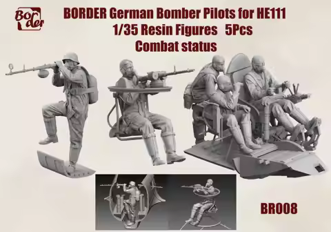 Border model German bomber group 5 men, resin material, air combat status and ground handling status