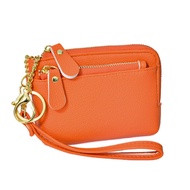 HEFEI Dây kéo Ví nữ ngắn Ví cầm tay Nhiều khe cắm thẻ Ví da bò nhỏ Thanh lịch Đa chức năng Ví đựng t