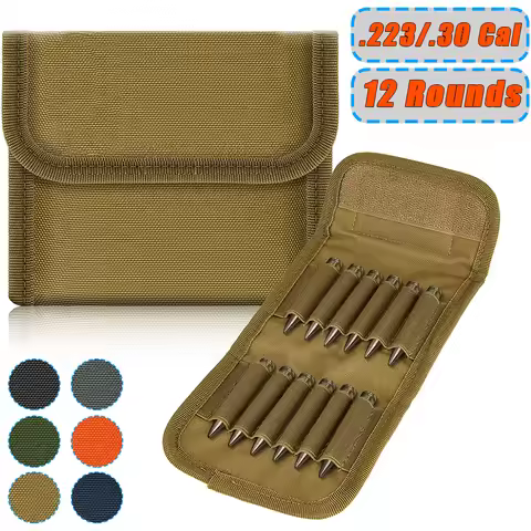 12/14 Rounds Tactical Rifle Ammo Pouch Buttstock Shell Holder Cartridge Carrier Utility Bullet Bando