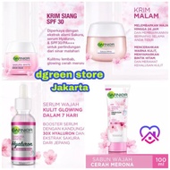LARIS! Garnier Sakura White Booster Serum 30ml / Krim Siang /Malam 50ml /