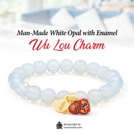 Man-made White Opal with Enamel Wu Lou Charm