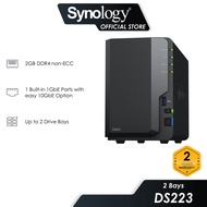 Synology DS223 2 Bays NAS DiskStation with Quad Core CPU 2GB Memory 2-Bays NAS Storage