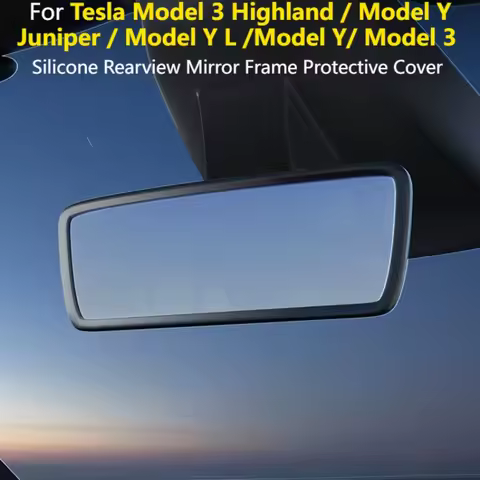 For Tesla Model 3 Highland/Model Y Juniper/Y L/Y/3 Silicone Rearview Mirror Frame Protective Cover C