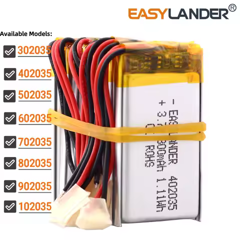 10Pcs/Lot 402035 3.7V 300mAh Lithium Li-ion Lipo Polymer Battery 302035 502035 602035 702035 802035