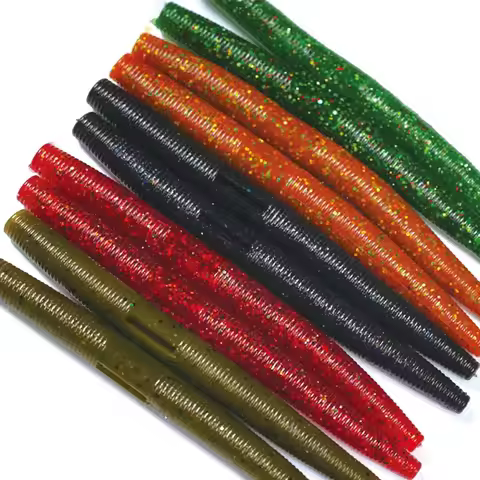 10pcs pack Silicone Worm Lure 10cm Artificial Bait Senko Slow Sinking Worm Bass Wobblers Scented Sal