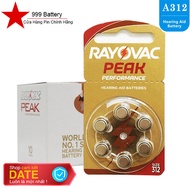 Pin máy trợ thính A312 PR41 312 AG3 Rayovac chính hãng - Vỉ 6 viên