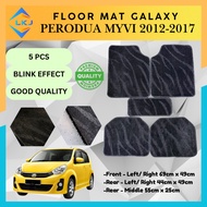PERODUA MYVI 2012-2017 Galaxy Floor Mats Nail Spike Backing Blink Effect Car Accessories Interior