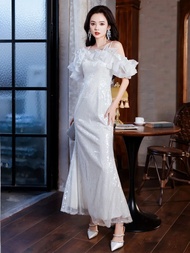 Elegant Off-Shoulderชุดราตรี2025หรูหราน้ําหนักเบาNiche Hostessจัดเลี้ยงผู้ใหญ่ชุดยาวชุด