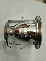 Kap Fitting Tempat Lampu Plafon Downlight 4 inch inci Silver