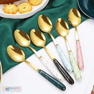 Marble Gold Tablespoons, 6 Pcs Stainless Steel Aesthetic