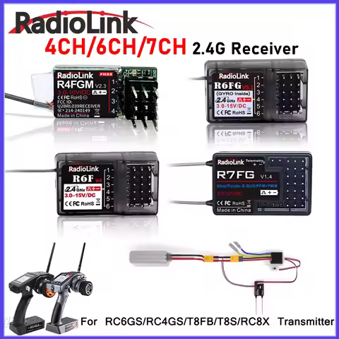 RadioLink 4CH 6CH 7CH 2.4G Gyro Receiver R4FGM R6F R6FG R7FG for Transmitter Remote Controller RC Ca