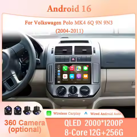 for Volkswagen Polo MK4 6Q 9N 9N3 2004-2011 9" Android 16 IPS HD BT 4G DSP Touch Screen Wireless Car