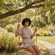 Lovito Women's Light Khaki Side Stripe Shorts for Spring/Summer L143ED539