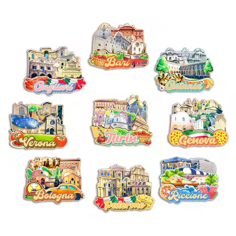 Riccione Turin Palermo Bologna Genova Verano Catania Cagliari Bari Italy Fridge Magnet Travel Souven