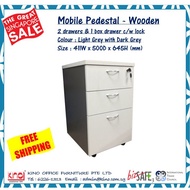 Mobile Pedestal 2 drawers &amp; 1 box drawer c/w lock