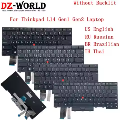 Keyboard for Lenovo Thinkpad L14 Gen1 Gen2 G1 G2 Laptop US English BR Brazilian RU Russian TH Thai 5