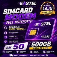 Eastel SIM Modem + 500GB (Sudah Termasuk) 4G 5G Full Hotspot Data Carry Forward Internet Laju Stabil