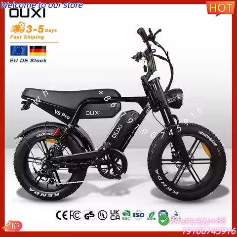 2026Hot V8 Pro EU Stock Adult Electric Bike 20-Inch Fatbike Double 30AH Battery Double Battery Cycle