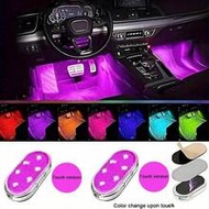 2pcs Magnetic Car Ambient Light Wireless, Pink Monochrome Light, Mini USB C Charging Car LED Light, 