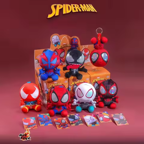 New Sale Genuine Hot Toys Spider Man Series Blind Box Bag Pendant Key Chain Cute Peter Toys Surprise