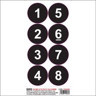 TABLE NUMBER STICKER WITH 230G MATTE LAMINATED 1 TO 8, 16, 24, 32, 40, 48, 56, 64, 72, 80. 48MM DIAM