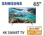 三星 Samsung 65吋 4K 智能電視 UA65RU7100JXZK 香港行貨